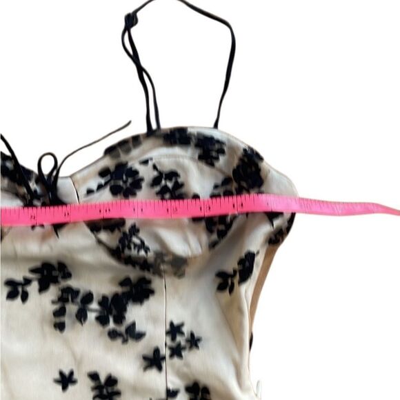 Zara Velvet Floral corset crop bustier corset style top medium tan and black - Picture 5 of 7